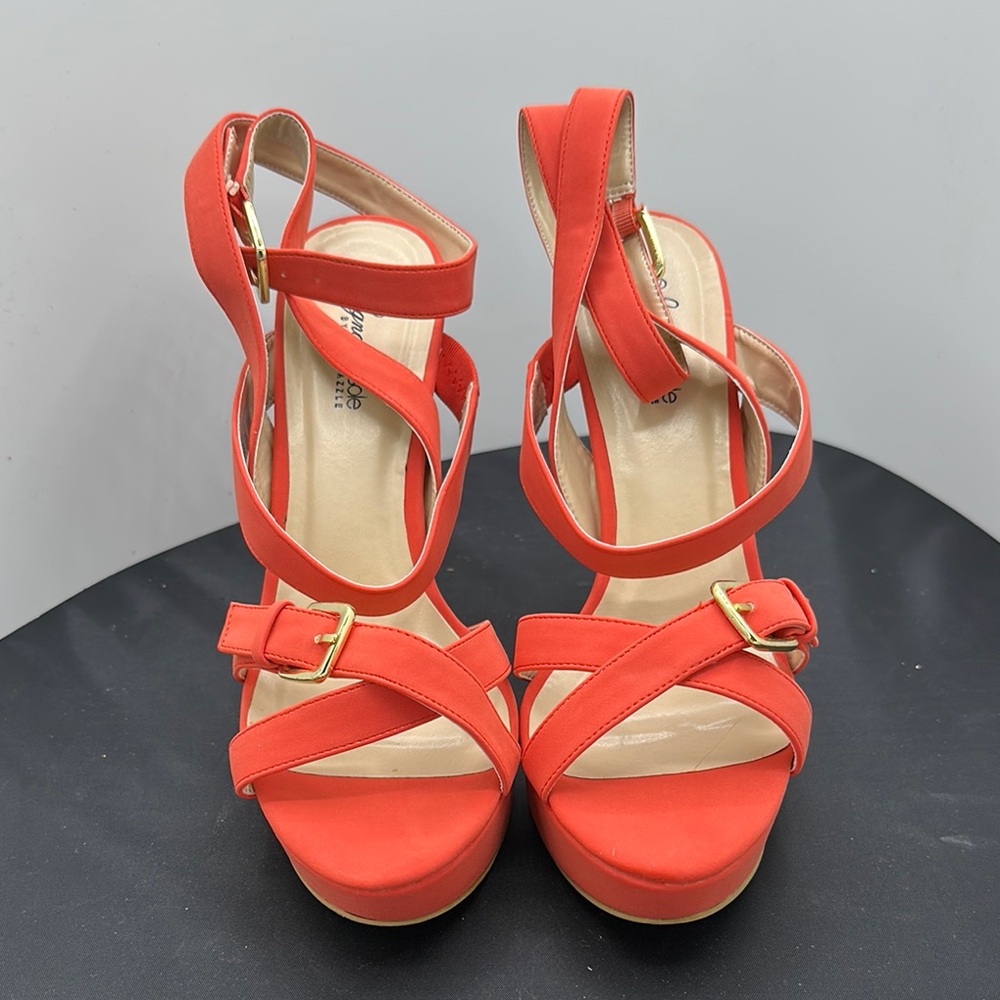 Shoe Dazzle-Elegant Orange Strappy Heels